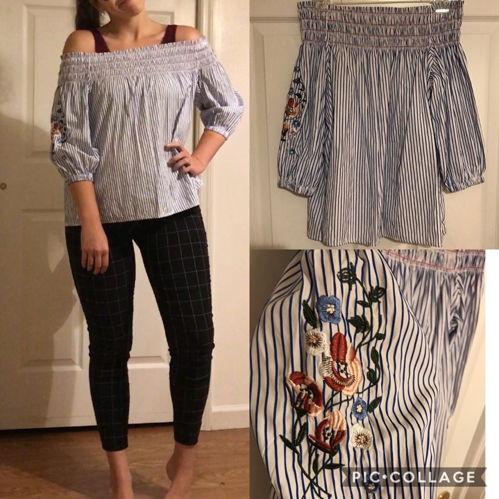 Striped off the shoulder top